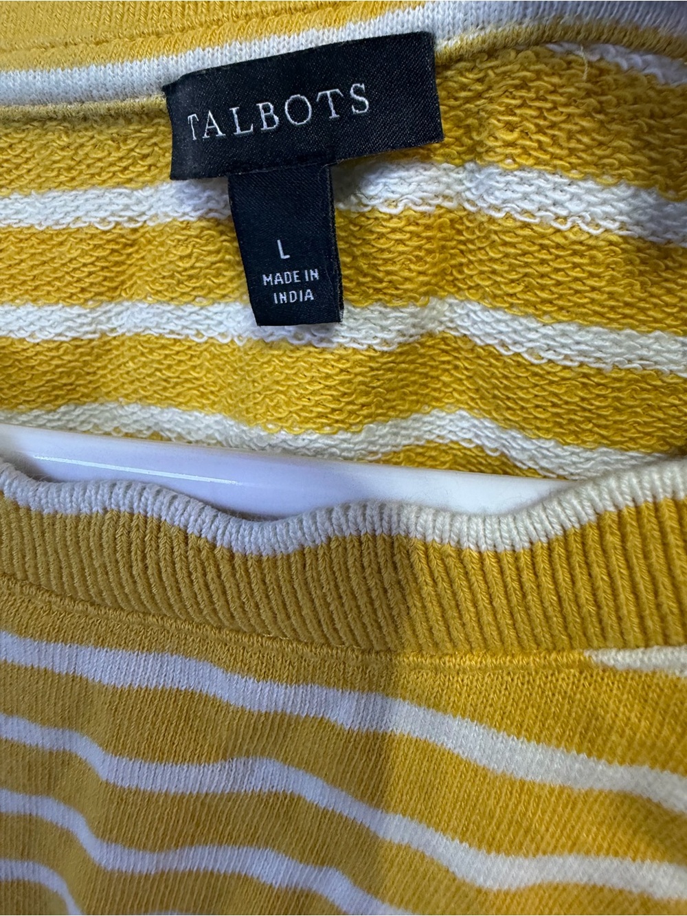 Talbots Yellow and White Striped Crew Neck Sweater - Picture 2 of 2